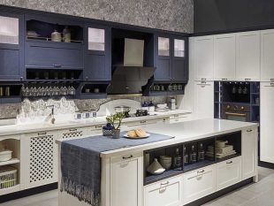 Blue Matt Shaker Kitchen with Thermofoil Design PLCC19101