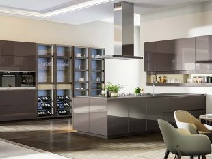 High Gloss Brown Tempered Glass Kitchen Lafite PLCC17060