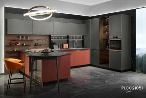 U-shaped Lacquer Kitchen Cabinet PLCC21051