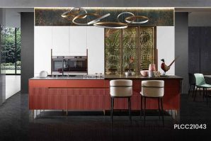 Modern Lacquer Kitchen Cabinet with Island PLCC21043
