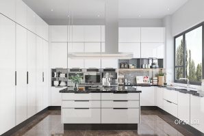 Glossy White Lacquer Kitchen Cabinets OP20-L01