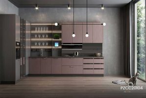 Metallic-looking Designer Industrial Kitchen Cabinets PZCC20104