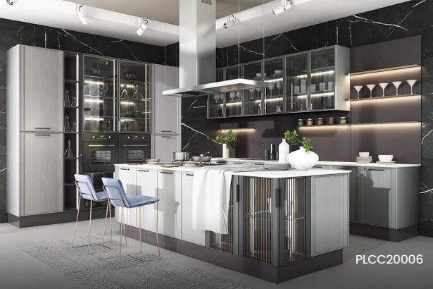 High-end Contemporary Solid Wood & Lacquer Kitchen Cabinet PLCC20006