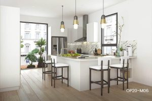 Modern Melamine White Lacquer Kitchen Cabinet OP20-M06