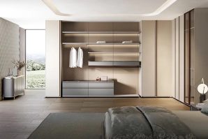 Modern Cream and Light Grey Bedroom Wardrobe Design - Still Sea