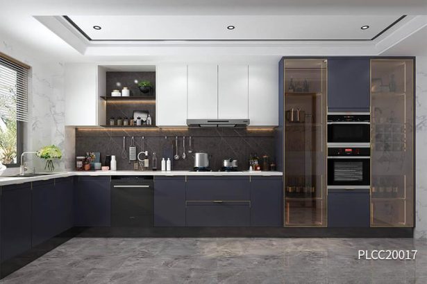 Lacquer Modern Navy Blue Kitchen Cabinets PLCC20017