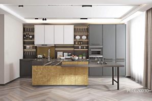 Modern Matte Lacquer Kitchen with Island Design PLCC20030