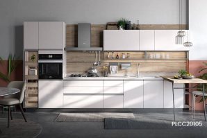 White Melamine Line-shaped Kitchens PLCC20105