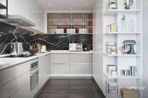 Popular U-Shape High Gloss Lacquer Kitchen OP19-L12