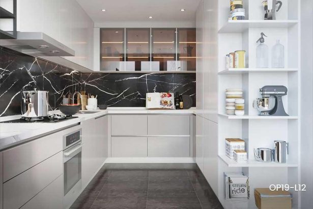 Popular U-Shape High Gloss Lacquer Kitchen OP19-L12