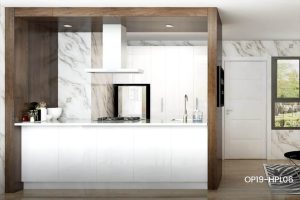Small Design White Laminate Kitchen OP19-HPL06