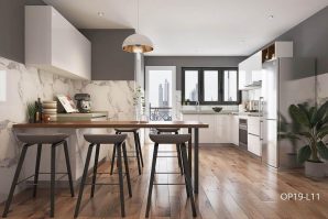 Fashion White Lacquer Handleless Kitchen OP19-L11
