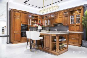 Traditional Large Size Solid Wood Kitchen With Island PLCC19122