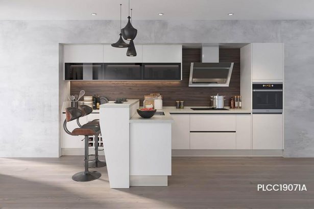 Modern White I-Shape Melamine Kitchen PLCC19071A
