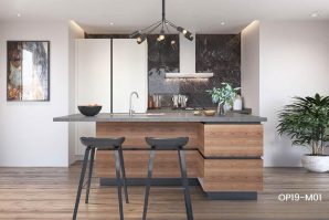 Small Wood Grain Melamine Kitchen OP19-M01