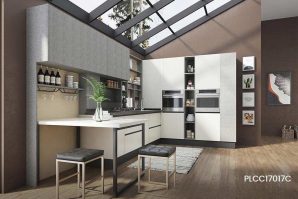 L shape Melamine Gray White Kitchen PLCC17017C