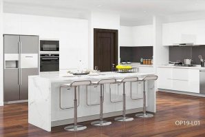 Modern White Large Kitchen Cabinet OP19-L01