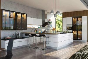 Modern High Gloss White Lacquer Kitchen Cabinet OP16-L19