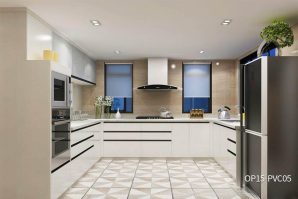 Modern White High Gloss PVC Kitchen Cabinet OP15-PVC05