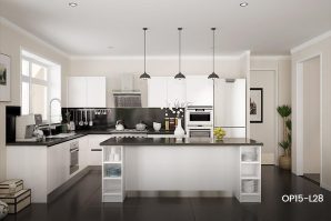Modern Open White Lacquer Kitchen Cabinet OP15-L28