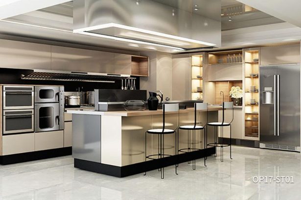 Modern Stainless Steel Kitchen Cabinet OP17-ST01