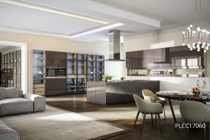 High Gloss Brown Tempered Glass Kitchen Lafite PLCC17060