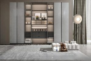 Custom Handleless Hinged Grey Wardrobe - THOR