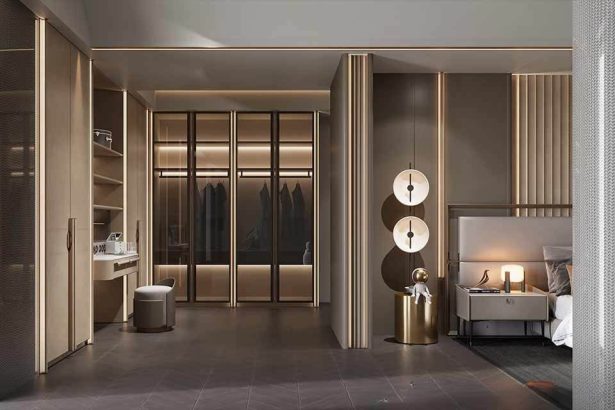 Modern Luxury Leather Finish Walk in Closet for Sale - NIER