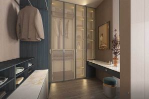 Fitted Wardrobes in Blue and Wood Tone Finish - EASTERN GRACE