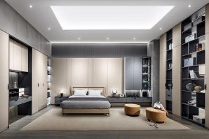 Modern Light Grey Textured Wardrobe for Bedroom - STARTO