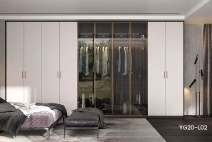 Modern Matte Lacquer Wardrobe with Glass Door YG20-L02