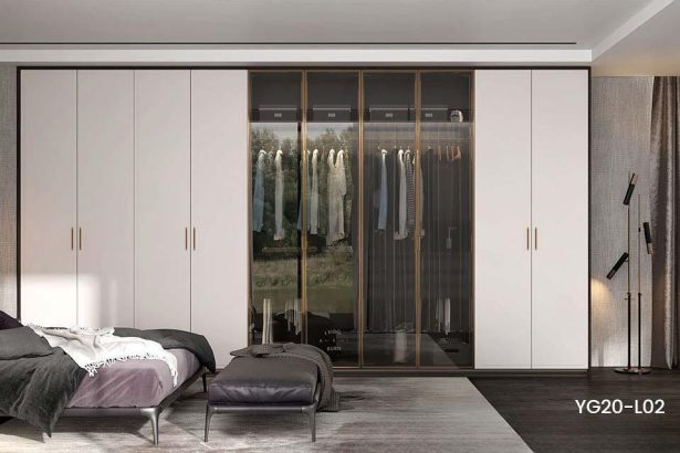 Modern Matte Lacquer Wardrobe with Glass Door YG20-L02