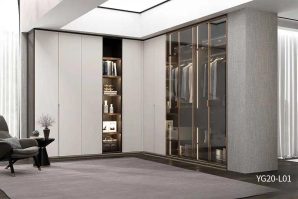 Modern L-shaped Wardrobe with Glass Door Design YG20-L01
