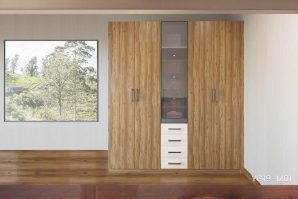 Wood Grain Double Door Hinged Wardrobe YG19-M01