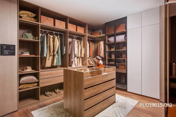 Wood Grain Melamine Walk In Closet PLYJ19015-082