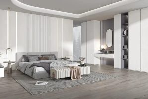 White & Light Grey Interior Solution Open Closet - Time Quest