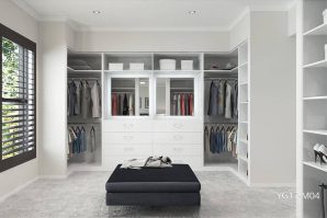 Simple White Melamine Walk-in Closet YG17-M04