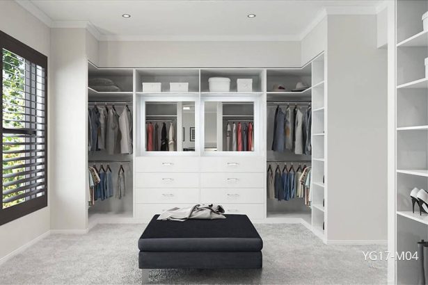 Simple White Melamine Walk-in Closet YG17-M04
