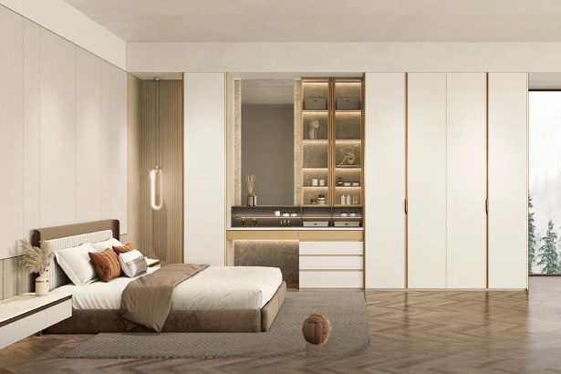 Modern White and Pudding Yellow Melamine Wardrobe - The Cannage