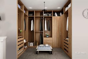 U-shaped Wood Grain Walk-in Closet of Best Design YG16-M09