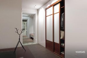 White and Wood Grain Melamine Sliding Wardrobe YG11545