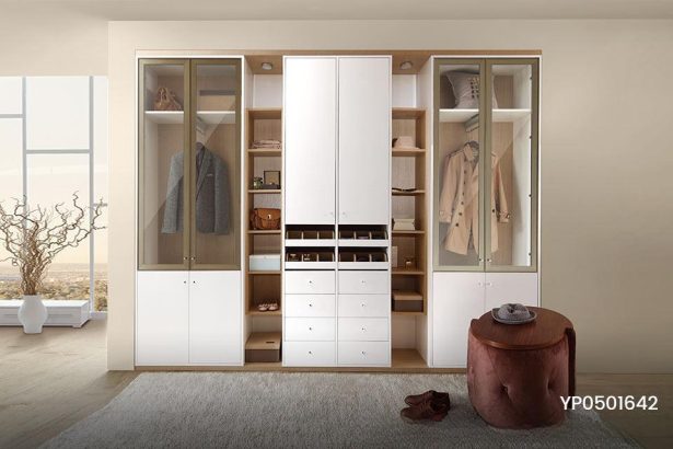 Modern White Wood Grain Functional Wardrobe YP0501642