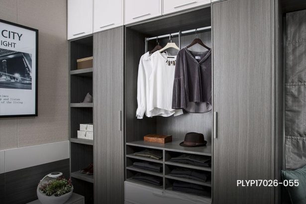 Hinged Wardrobe with Open Shelves PLYP17026-055