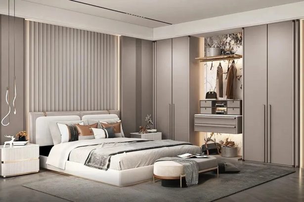 Modern Luxury Light Grey Bedroom Wardrobe Design - Nilo