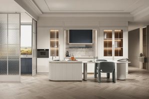 Modern White and Blue Shaker Kitchen Cabinets