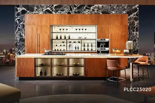 Retro Luxury Custom Veneer Kitchen Cabinet Design - GREENBERG