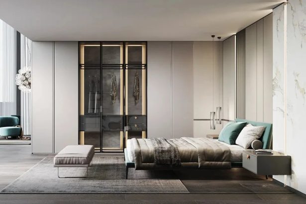 Modern Handleless Grey Wardrobe Luxury Home Furnishing - Urban Charm