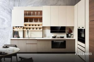Modern Minimalist Beige Handleless Kitchen Cabinets for Sale - PLCC23033