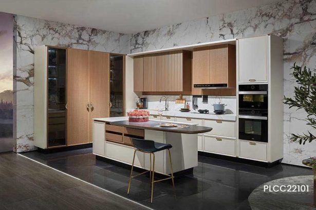 New Chinese Style Kitchen Cabinet with Island for Sale - DEWROMA