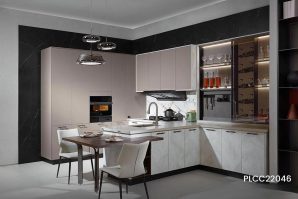Beige Kitchen Cabinet with Glass Door For Sale - CAMON